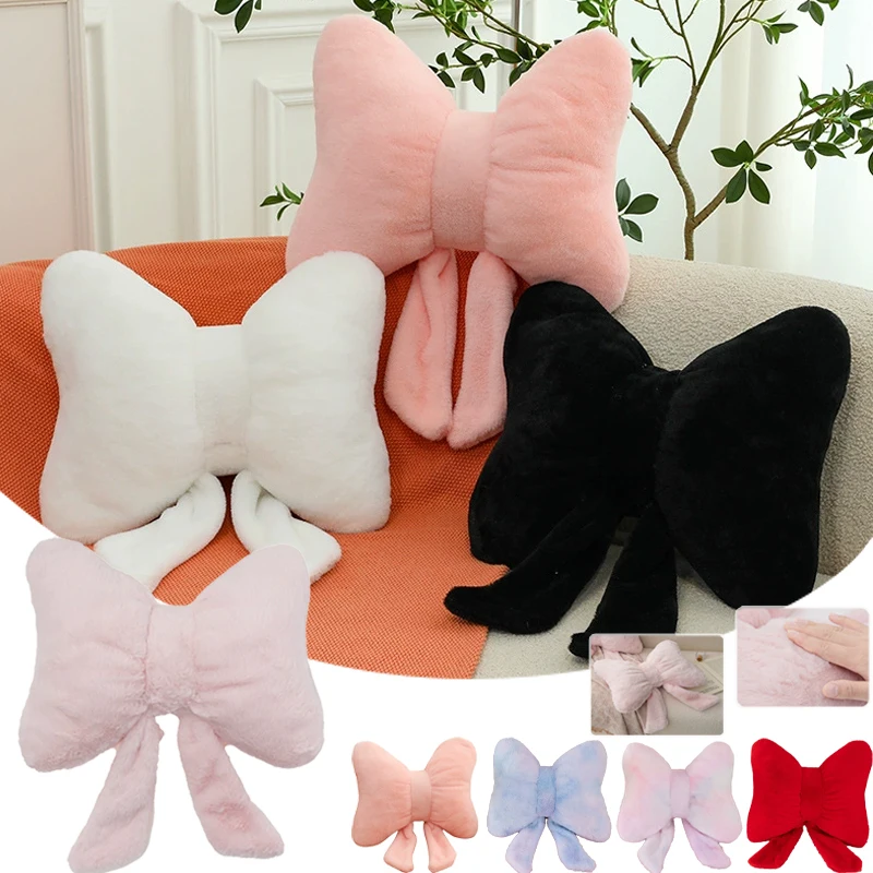 

2025 New Black White Decorative Bowknot Pillows PP Cotton Stuffed Soft and Comfortable Waist Support Cushion Cute Cusions クッション