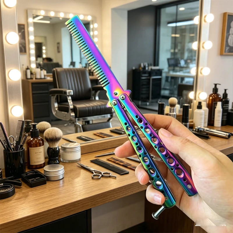 

Stainless Steel Folding Hair Comb Lightweight Durable Styling Tool for Outdoor Sports Travel Men Women