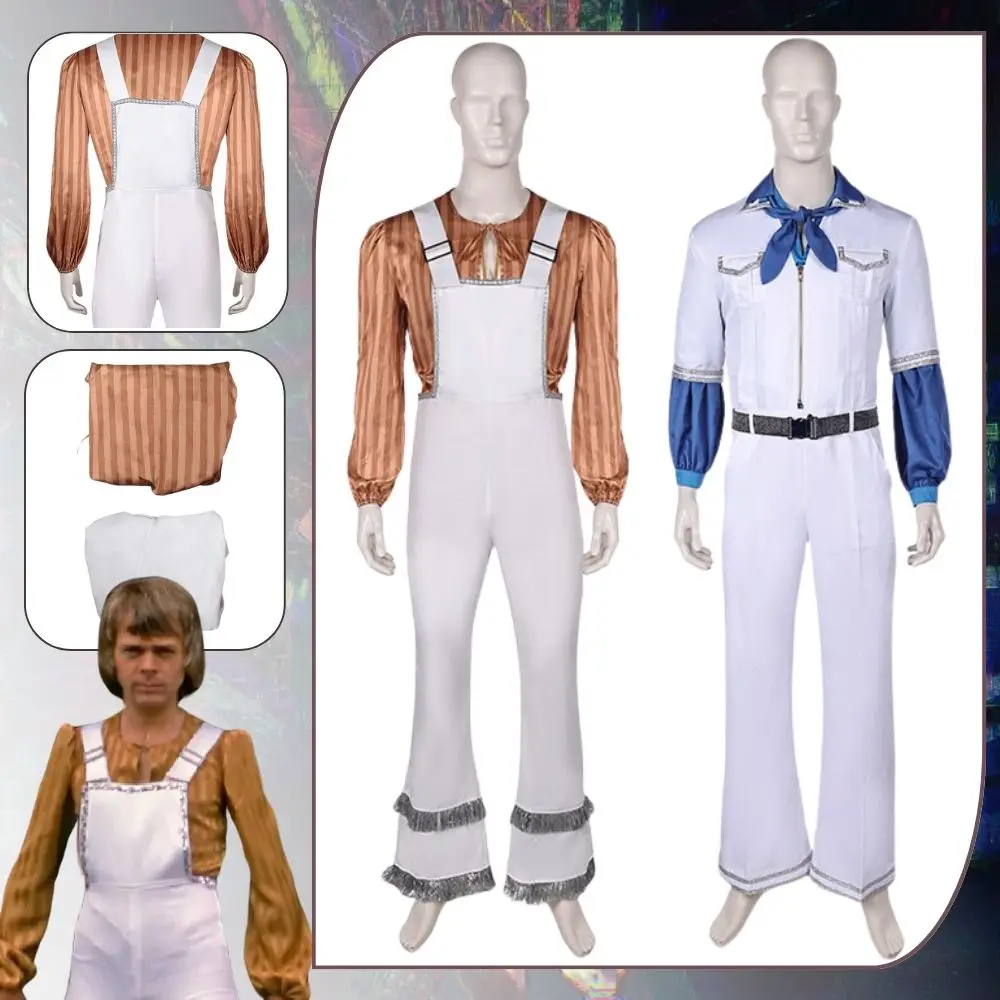 

ABBA Costume Bjorn Ulvaeus Cosplay 70s 80s Fantasy Costumes Disguise for Adult Men Tops Pants Outfits Halloween Carnival Suit