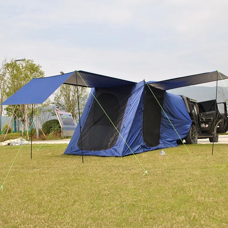 4 Person Rear Car Tents with Big Awnings&High Doors, SUV Camping Tent with Floor, Enough Headroom, Waterproof PU4000