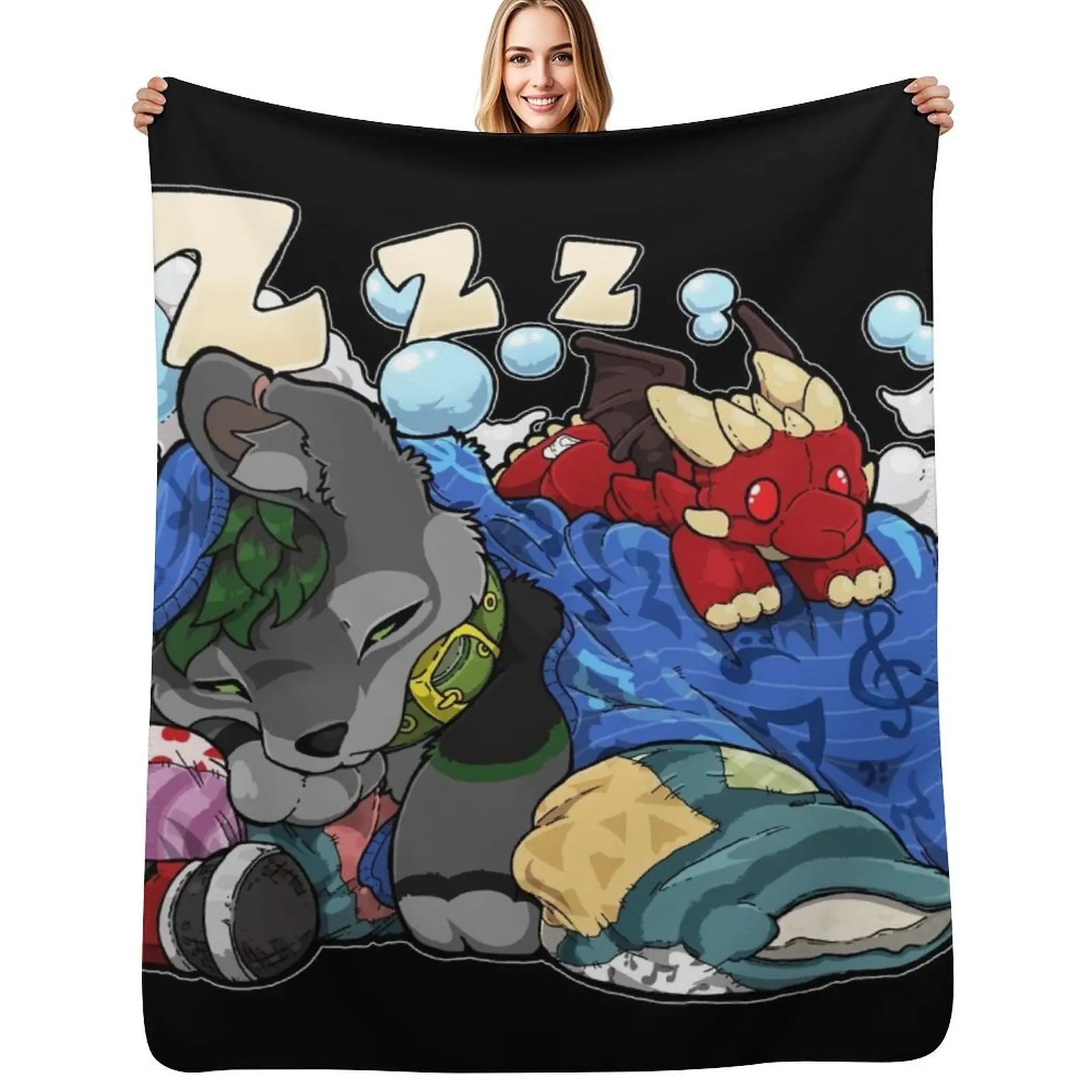 

Woof Dreams (black) Throw Blanket Flannel Fabric Bed Blankets For Sofas For Sofa Thin Blankets