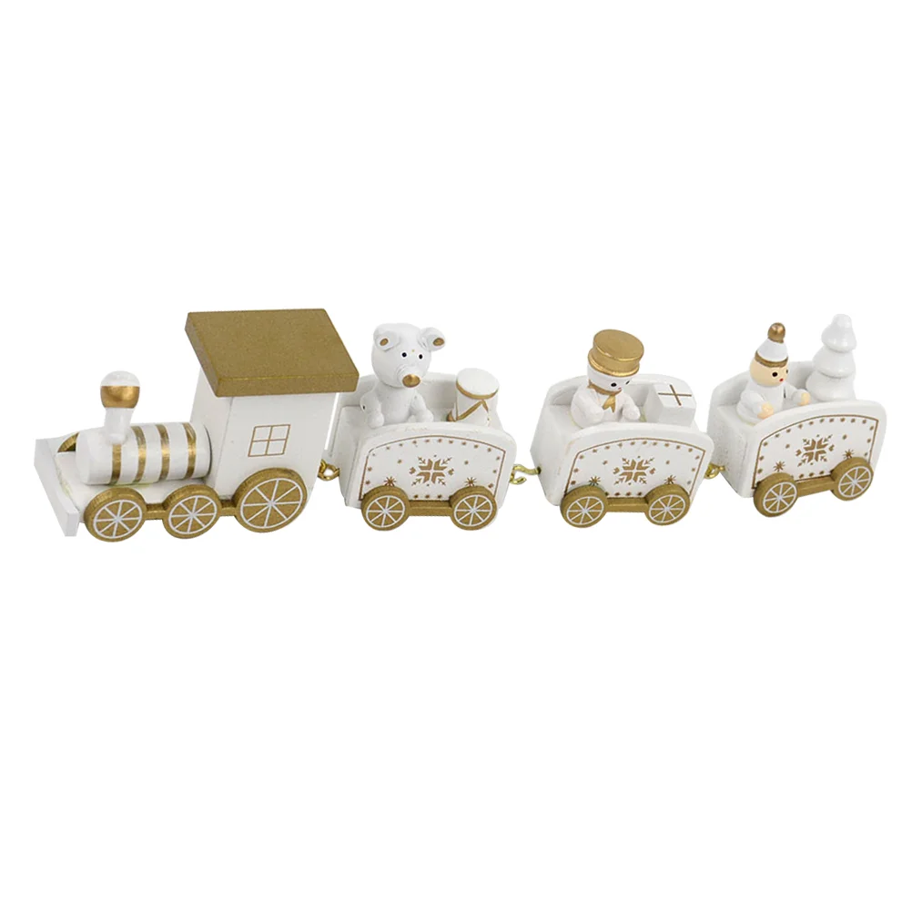 Christmas Wooden Train Toy White Ornament for Decorative Gifts Stocking Stuffers