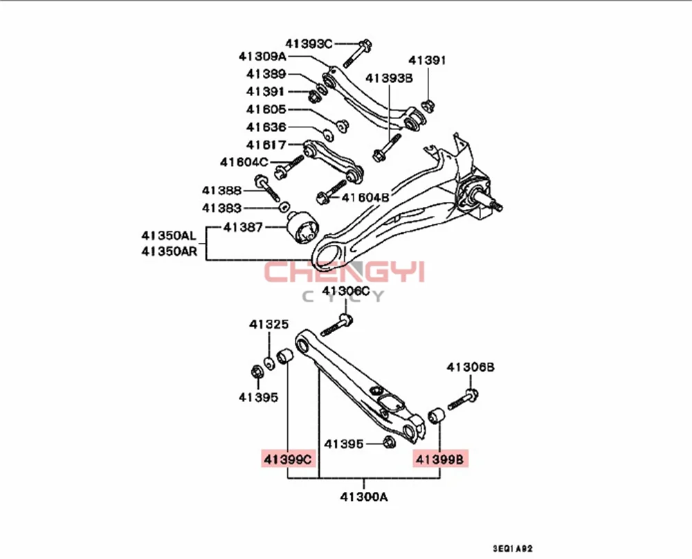 Rear Suspension Lower Swing Arm Bushing For Outlander CU4W CU5W CS9A CJ1A CJ2A CK1A CK2A CK5A CR5W CR5W CT9A MR403464