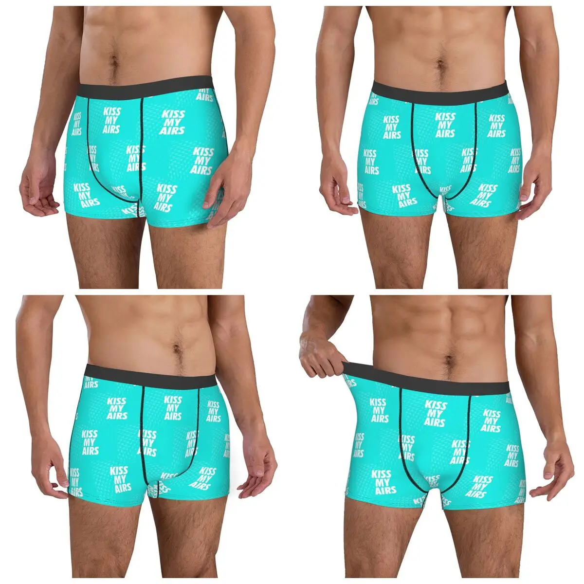 Boxer Underpants Shorts Kiss My Airs Sneaker Head Hype Turquoise & White Panties Men's Comfortable Underwear for Homme Man Gift