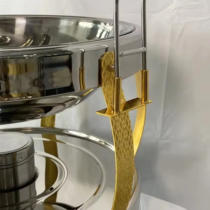 Neue Stil 8L Hochzeit Chafing Dish Edelstahl Chaffing Dish Runde Gold Serviergeschirr Für Catering