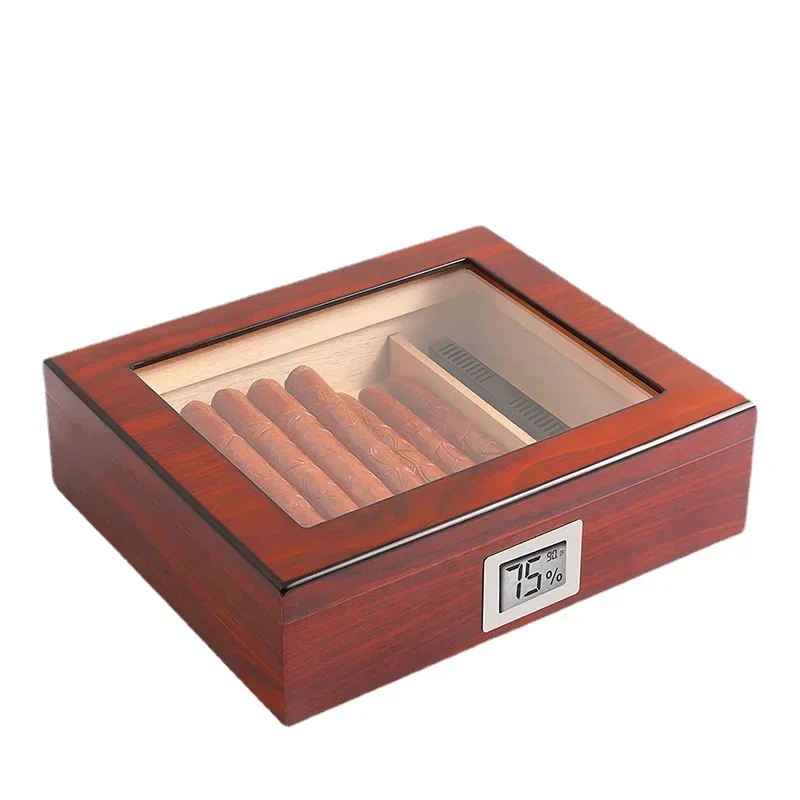 

GUEVARA Cedar Wood Cigar Travel Humidor Box Portable Cigar Case Humidifier Hygrometer Cigar Humidor Sigaren Box For Men