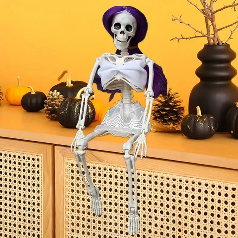 halloween unique decoration Skeleton element colorful hair lifelike bone horrible atmospher hanging wall