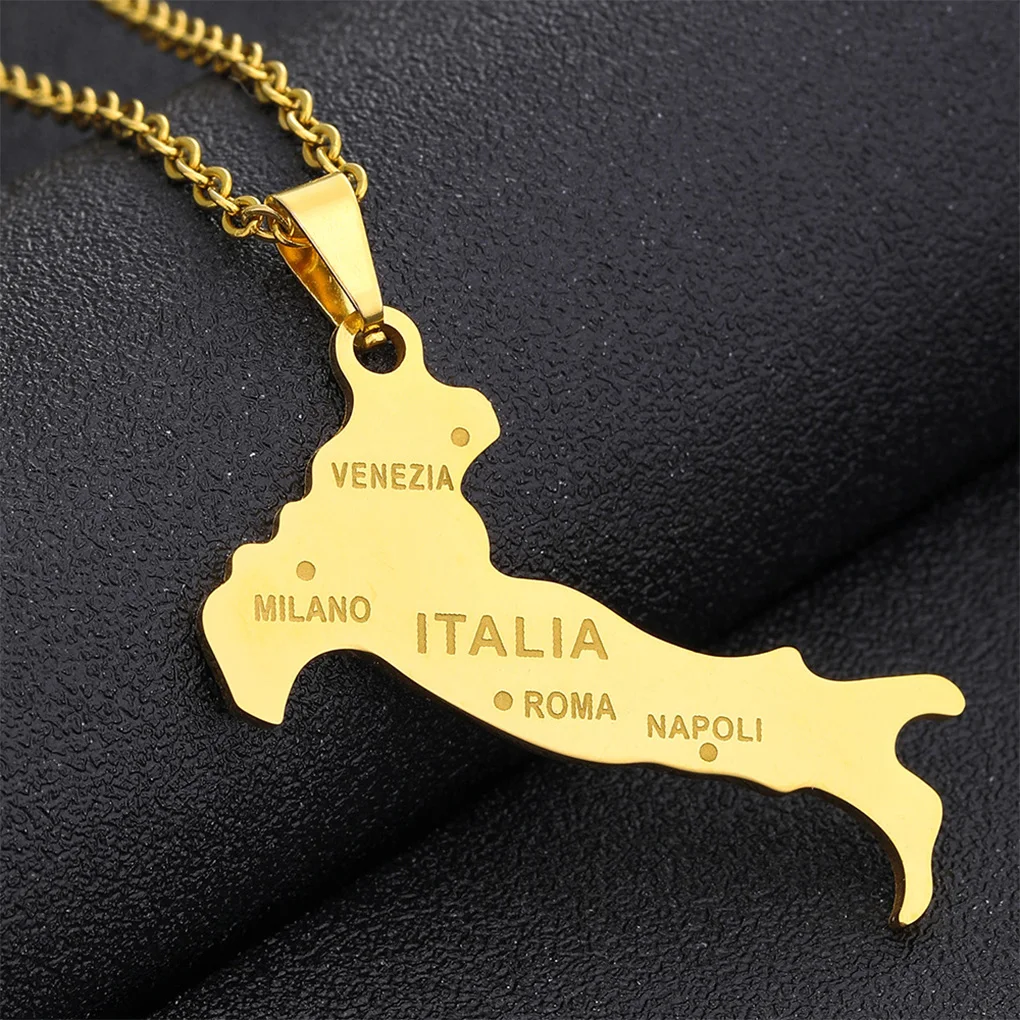 Traditional Ethnic Italian Map Pendant Trendy Friendship Necklace Girls Men Portable Patriotic Necklaces Chain Gifts