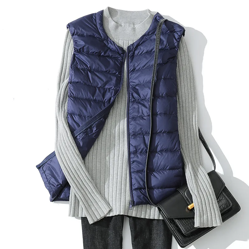 Oversize Down Waistcoat Jacket Autumn Winter Women Ultra Light White Duck Down Vest Lady Short Sleeveless Tank Outwears 7XL 8XL