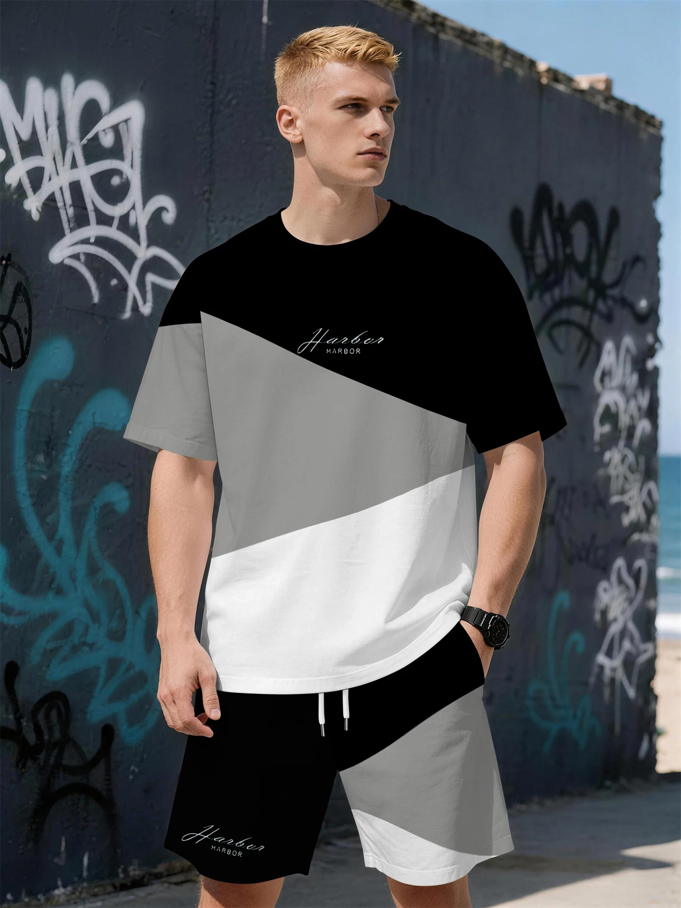 

2026 Summer Men's Suit with 3D Printed Pattern Breathable Lightweight Comfortable Fashionable and Outdoor Style Men's Clothing