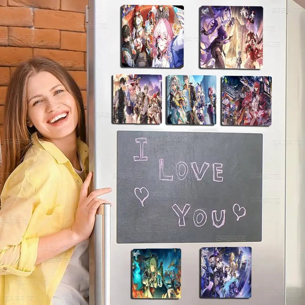 H-honkai Star Rail Anime PVC Refrigerator Magnets Heat Transfer Printing Fridge Sticker for Home Kitchen Decor
