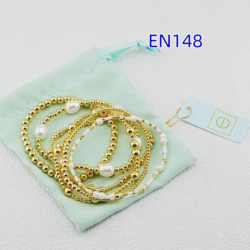 YEEVAA Charm Beads&Artificial Pearls Stretch Stacks of 6 Bracelets, Fashion Jewelry Gift for Women Daily Layering