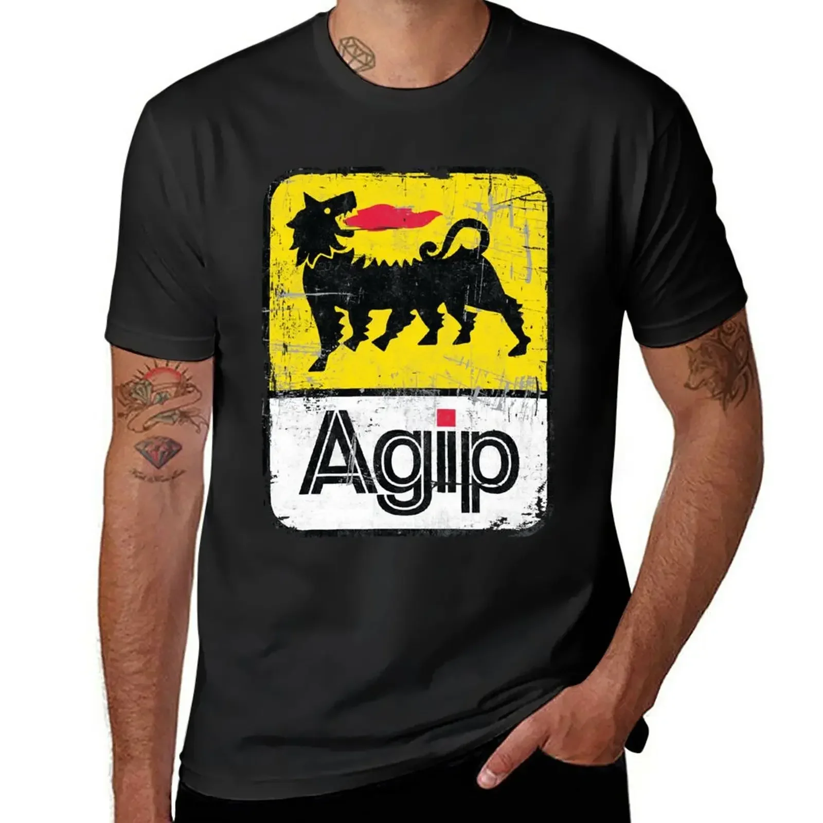 

AGIP Lubricants Logo 1968 -1998 Distressed version T-Shirt vintage clothes heavyweights plain black t shirts men tee shirt homme