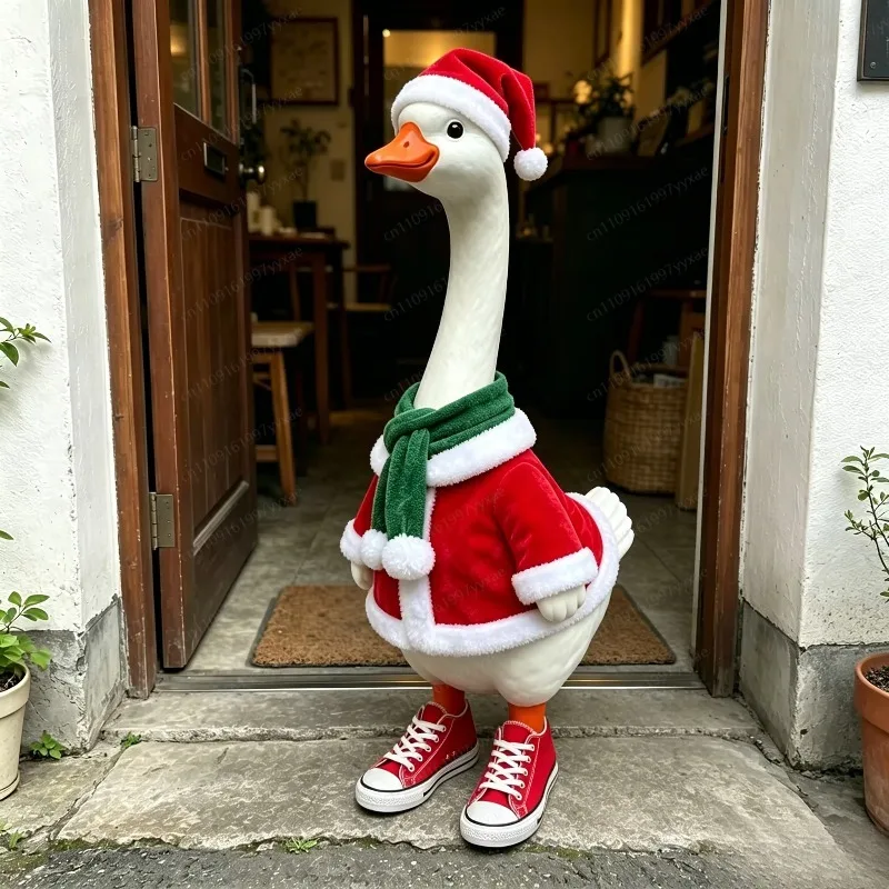 60cm 23‑Inch Voice Interactive Goose Statue, Plastic Outdoor Porch Decorative Sculpture for Yard Lawn Decoration