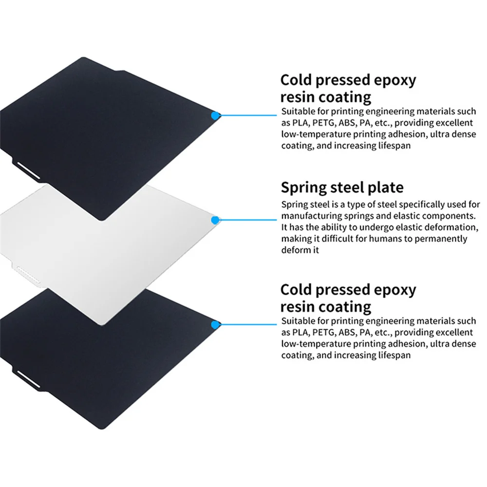 

For X1/P1/A1 3D Printer Double-sided Epoxy Resin Frosted Coated Low Temperature Printed Steel Sheet Replacement Build Plate