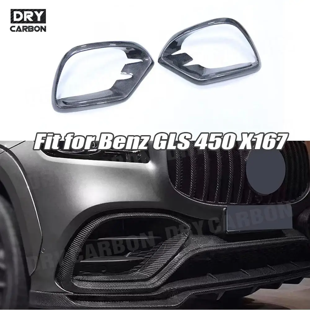 

Dry Carbon Fiber Front Bumper Fog Lamp Air Vent Trim FRP Side Outlet Intake Frame For Benz GLS Class X167 GLS450 Sport 2020-2022