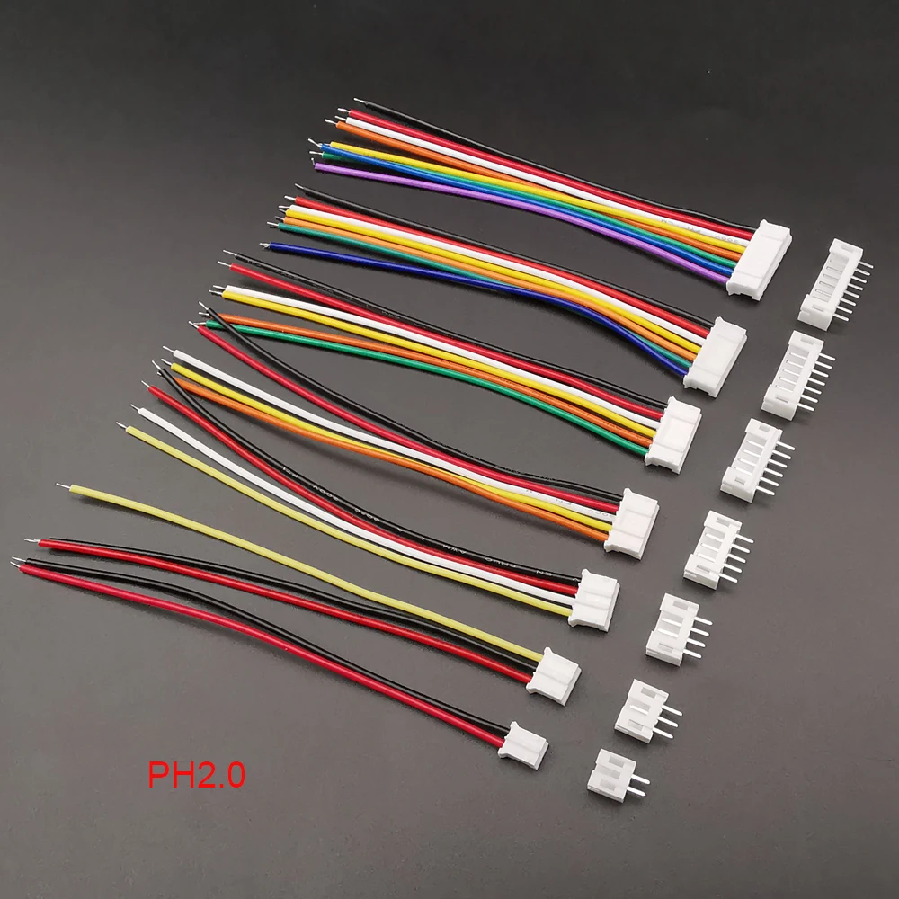 5 Paar JST PH2.0 JST XH2.54 2,0 mm 2,54 mm Stecker weiblich + männlich Stecker mit Draht 2 3 4 5 6 7 8-poliges Kabel mit Buchse 10 cm 20 cm – Detail 5
