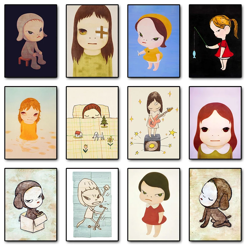 

Постеры и принты с изображением девушки с гитарой от Йошитомо Нары, алмазная живопись, настенное искусство для гостиной, декор для дома, картины