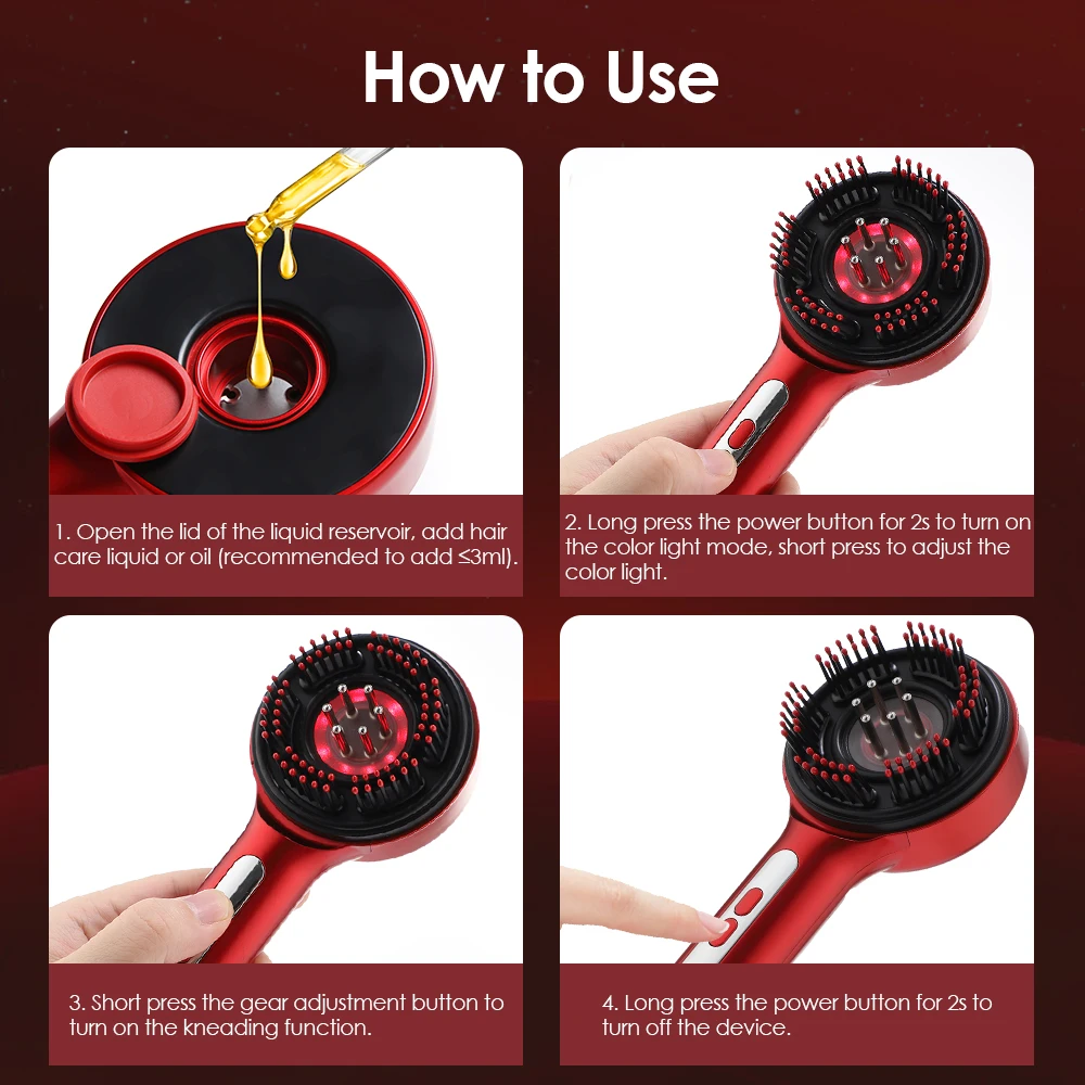 الكهربائية رئيس مدلك نمو الشعر مشط فروة الرأس الاسترخاء مدلك 8 حبات LED توفر ضوء النفط قضيب مكافحة تساقط الشعر العناية بالشعر