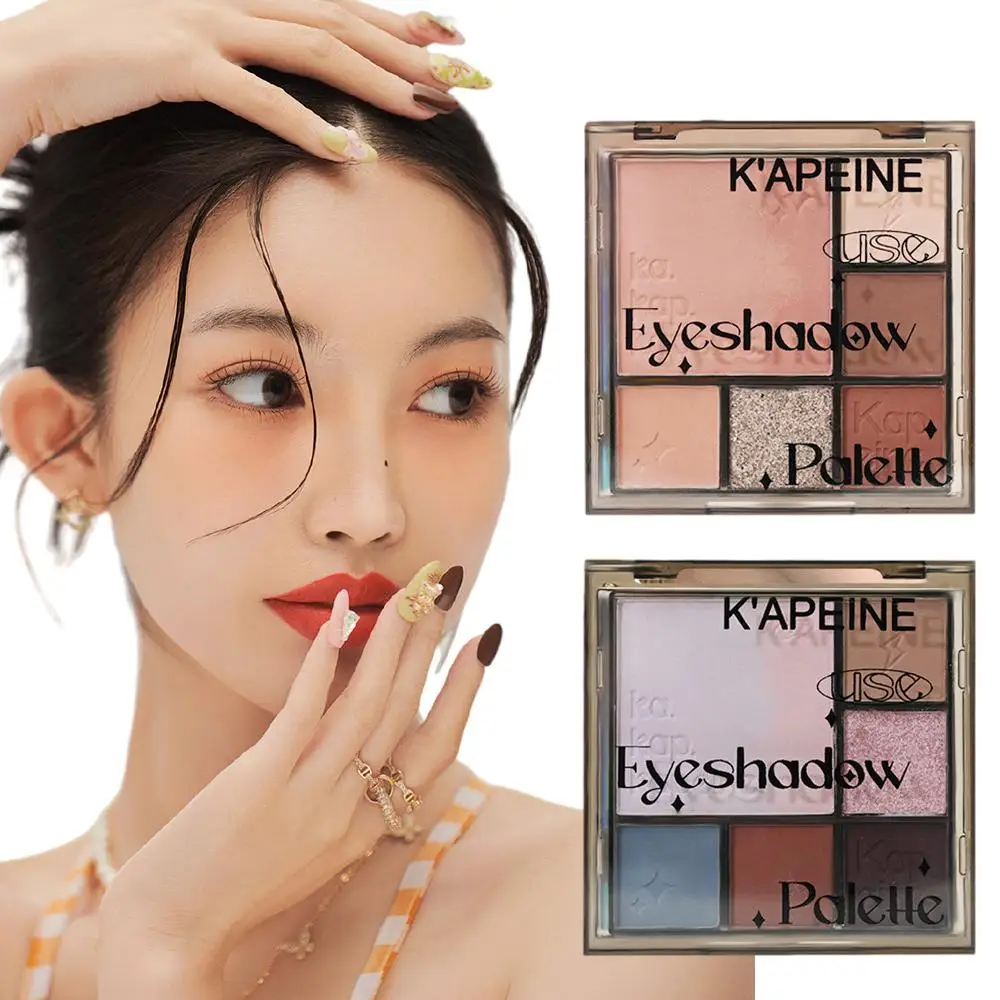 6 Colors Glitter Eyeshadow Palette Multifunctional Highlight Eye Bronzer Shadows Palette Makeup Eye Shadow Blusher Powder G5K3