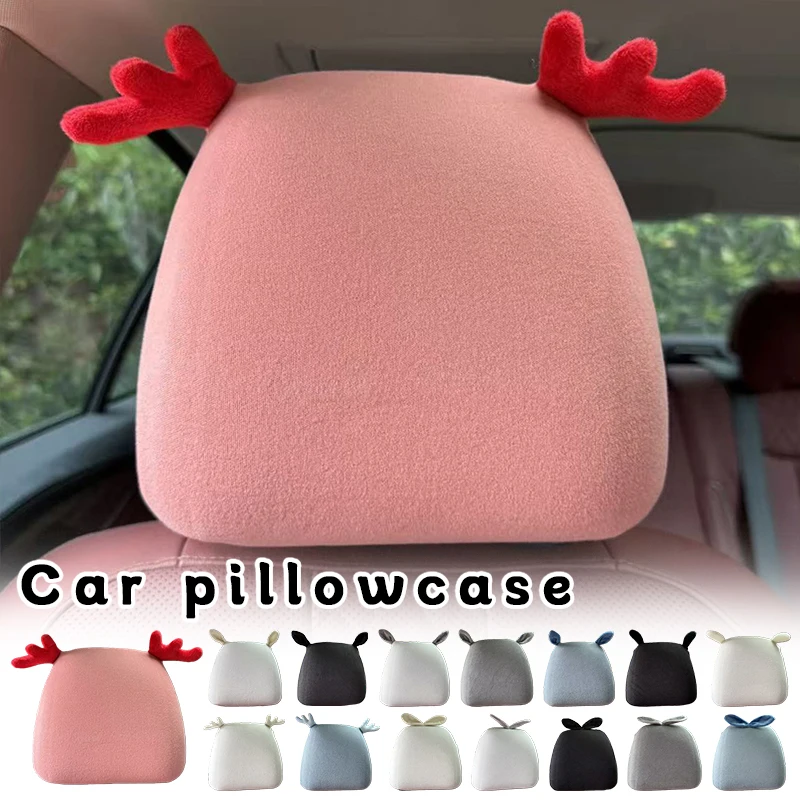 

﻿cute Car Seat Headrest Cover Ladies' Car Decoration Elastic Plush Full Surround Car Pillowcase Seat Covers Interior Accessories