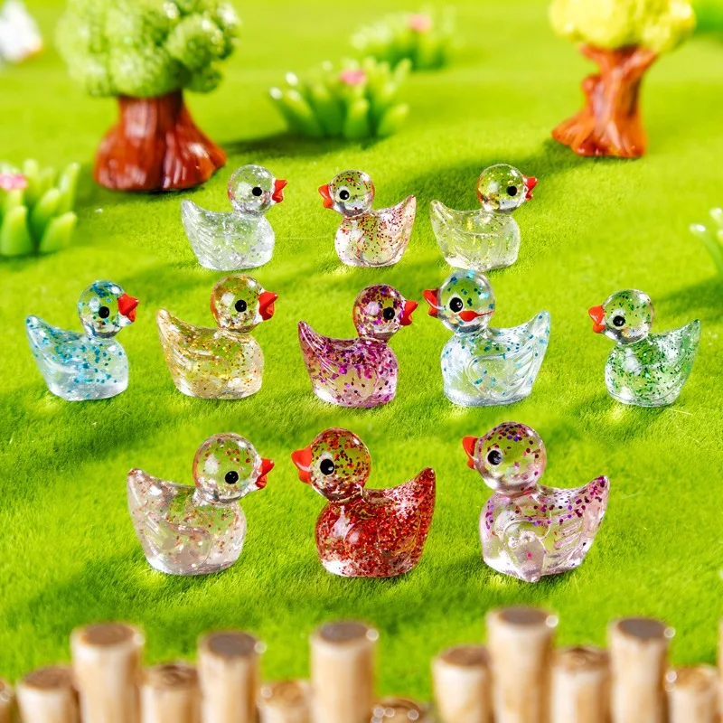 

5 шт., набор светящихся смоляных уток, блестящий миниатюрный декор для DIY сказочных садов, безопасные для детей, светящиеся в темноте наклейки из смолы