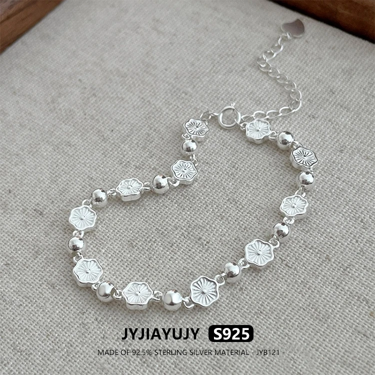

JYJIAYUJY 100% цельный оригинальный браслет из стерлингового серебра S925, в наличии, 6 мм, модные ювелирные изделия с цветком персика, подарок на каждый день JYB121