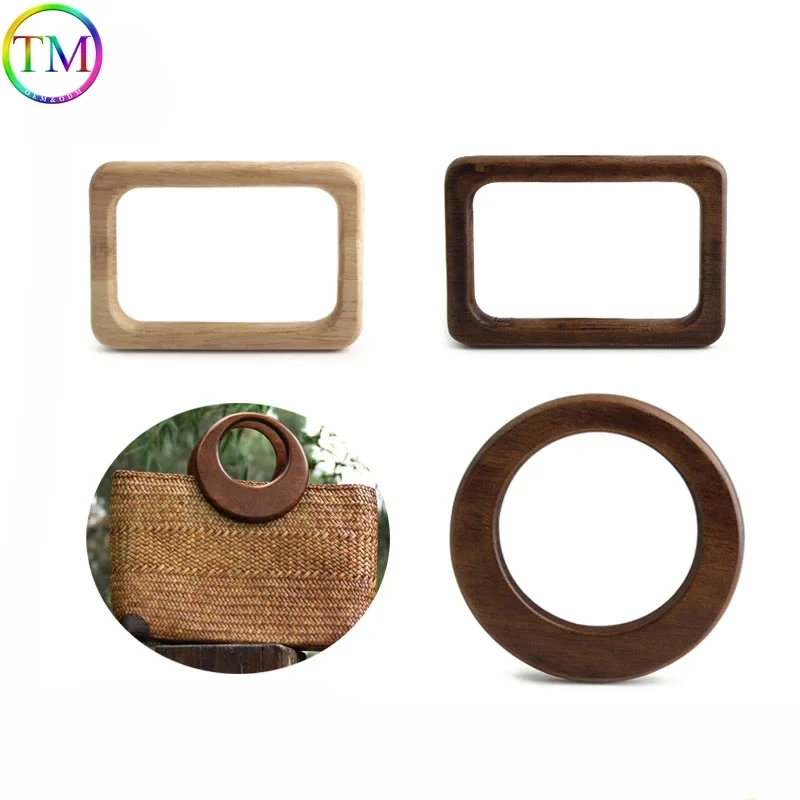 2Pcs O Shape Wooden Bag Handle Replacement Handbag Tote Handles Classic Purse Handles Wood Strap Bag Handmade Sewing Accessories