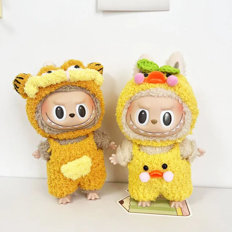 For 17cm Labubu Cute Plush Doll'S Clothes Garfield Yellow Duck Accessories Clothing Diy Kid Gift Jumpsuit Hoodie Clothes Gift