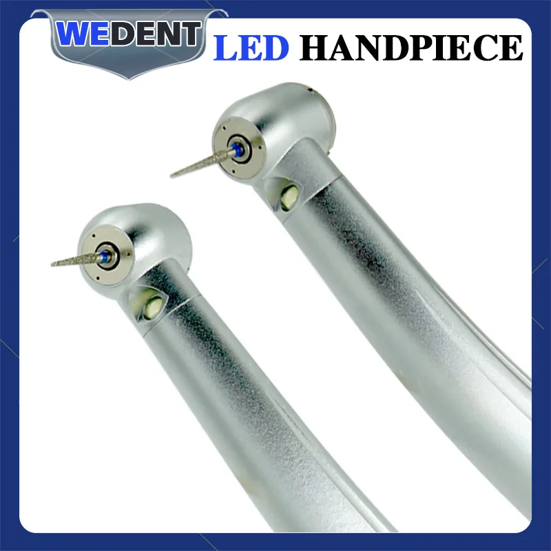 Dental LED High Speed Handpiece E-generator Standard head Push Button 3 Water Spray 2/4 holes turbine with good  quality