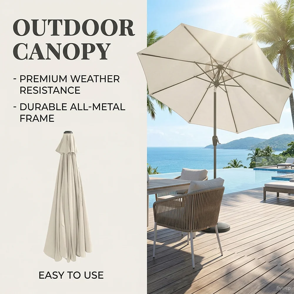 Outdoor Patio Umbrella Canopy Replacement, 6.5ft 9ft 10ft Sizes, 6 Ribs 8 Ribs , Table Pool Garden Umbrella Cover Cloth Top