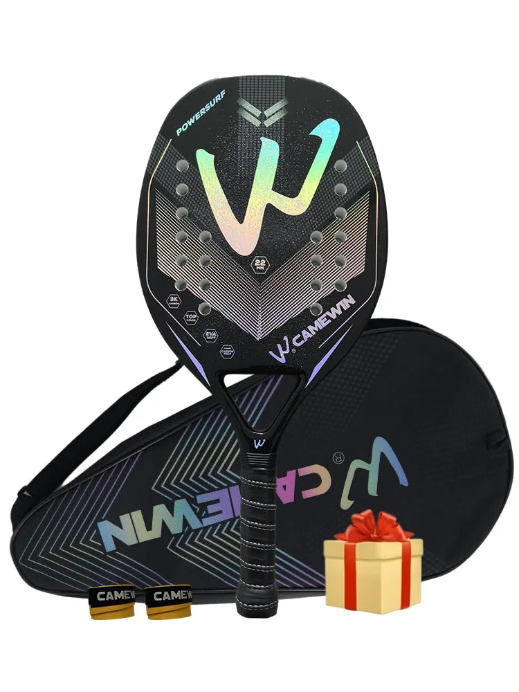 3K Camewin Full Carbon Fiber Rough Surface Beach Tennis Racket With Cover Bag Send Overglue Gift Presente In Stock