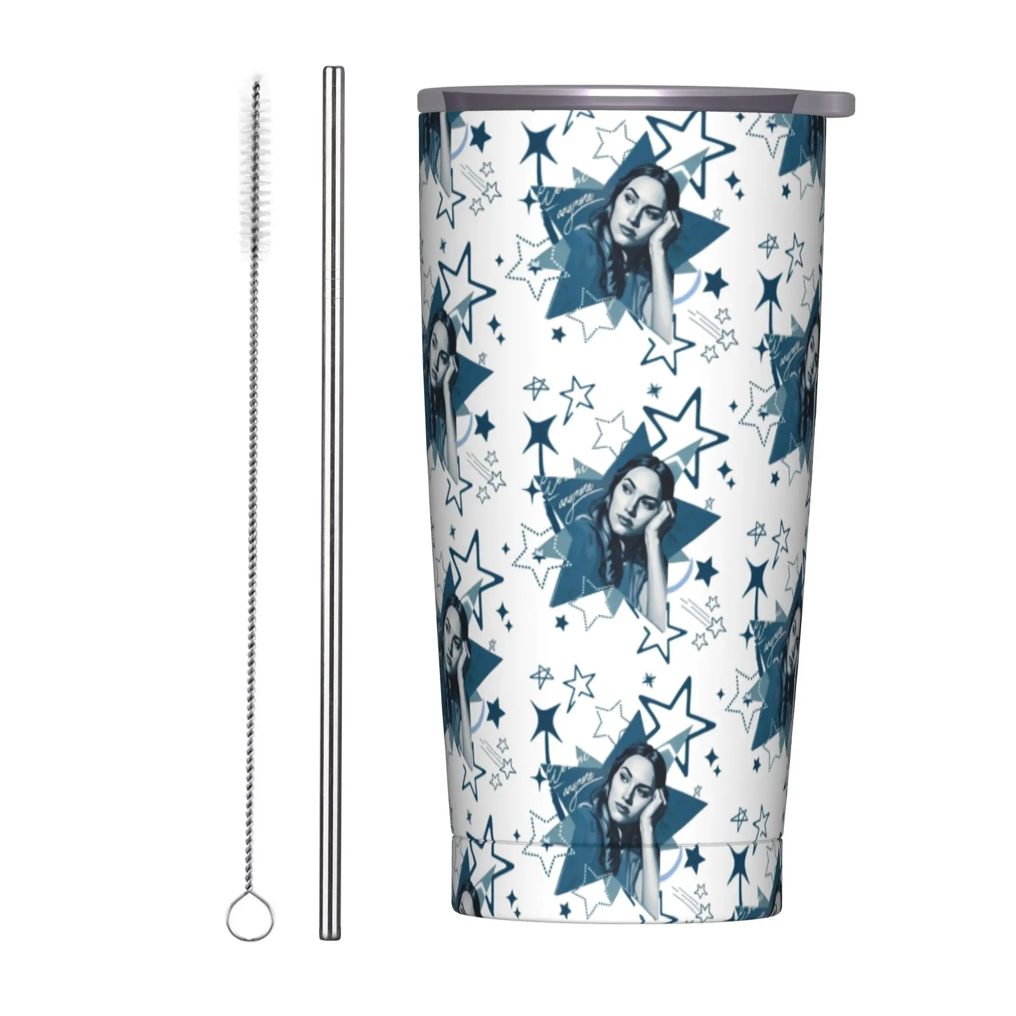 F-Freya Skye Singer Tumbler Vacuum Insulated  Coffee Cups with Lid Straw Office Home Mugs Spill Proof