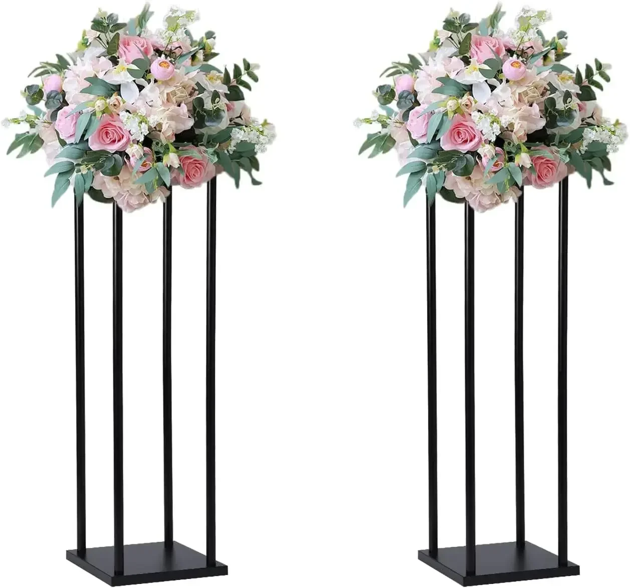 10 Stück 60/80cm Mattschwarze Geometrische Metall-Blumenständer Quadratische Hohe Blumensäulen als Tischdekoration für Hochzeitsgang- und Eventdekoration – Detail 7