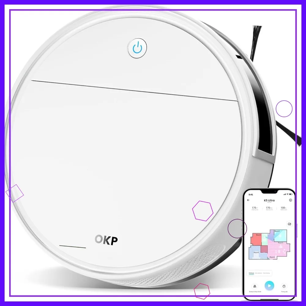 2.9" Robot Vacuum with ToF LiDAR, 6000Pa Suction, 170Min Runtime, App/Alexa Control