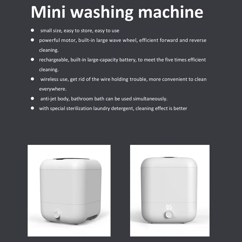 Mini Washing Machine 5/10/20 Minutes Washing Time Portable Washer For Socks Underwear Bras