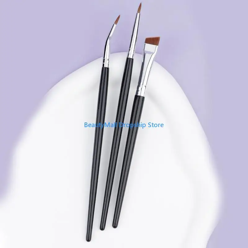 40JD مجموعة 3 قطع من فرش تحديد العيون بزاوية مع مقابض فرش ناعمة صديقة للبشرة للحصول على إطلالات عيون معقدة