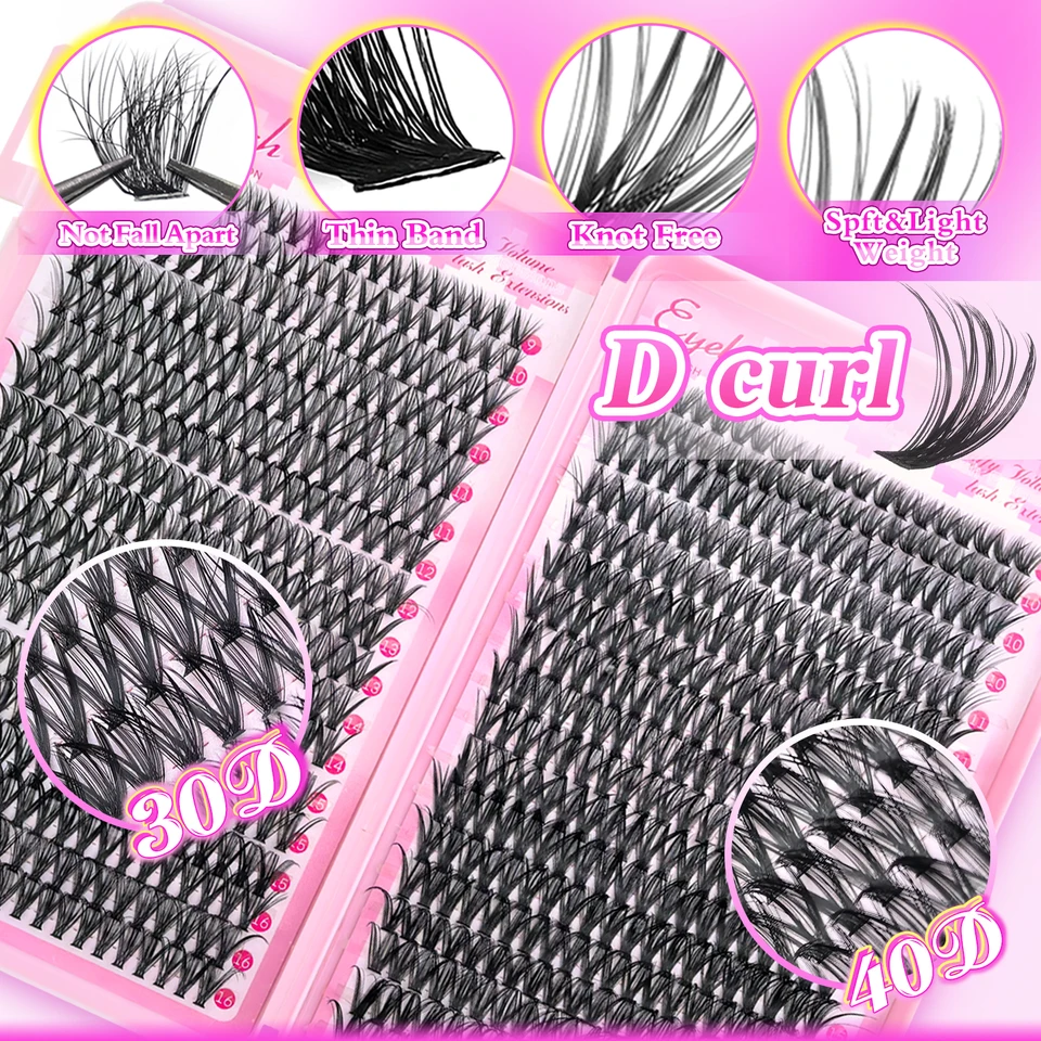 Kit de pestañas 30D 40D naturales, suaves como pluma, glam diario sin esfuerzo, look fresco y natural, ultra suaves y delicadas 2