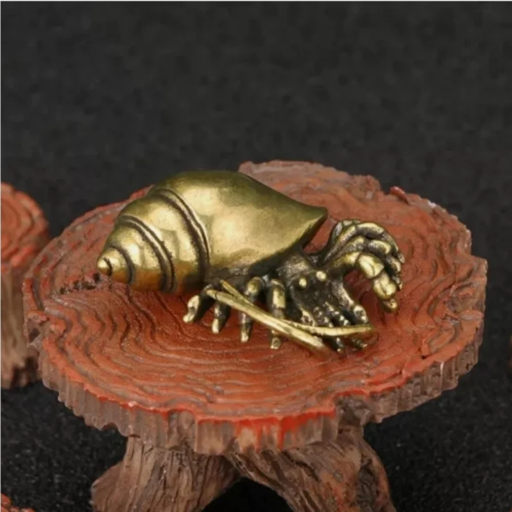 

Solid Brass Hermit Crab Figurine Small Statue Home Ornament Animal Figurines