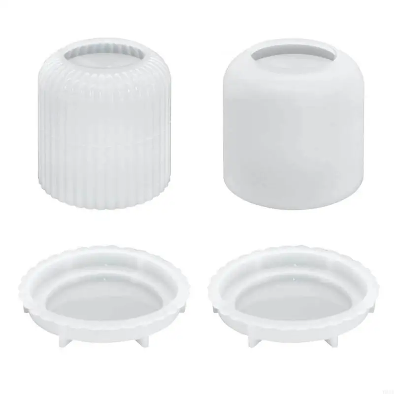 Y08C 2 Pieces Cup Silicone Mold with Lid Silicone Clay Moulds Flower Pot Molds