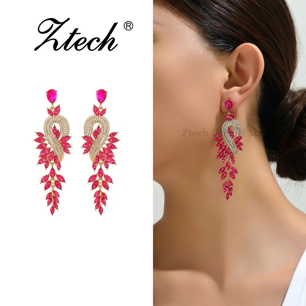 Luxury Colorful Resin Long Dangle Drop Earrings For Women Fashion Vintage Design Bride Wedding Party Elegant Jewelry Accessories