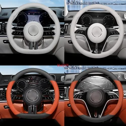 Car Steering Wheel Cover Leather 38cm Non-Slip For Mercedes Benz C E GLC Class W205 W206 X253 X254 W213 W214 Cars Accessories