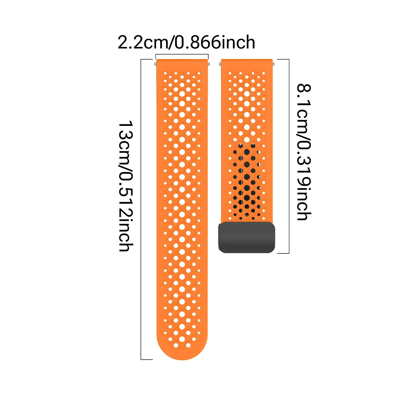 Magnetic Folding Clasp Perforated Band For Xiaomi S4 22mm Universal Huawei Samsung Garmin Adjustable Sport Strap 1PC
