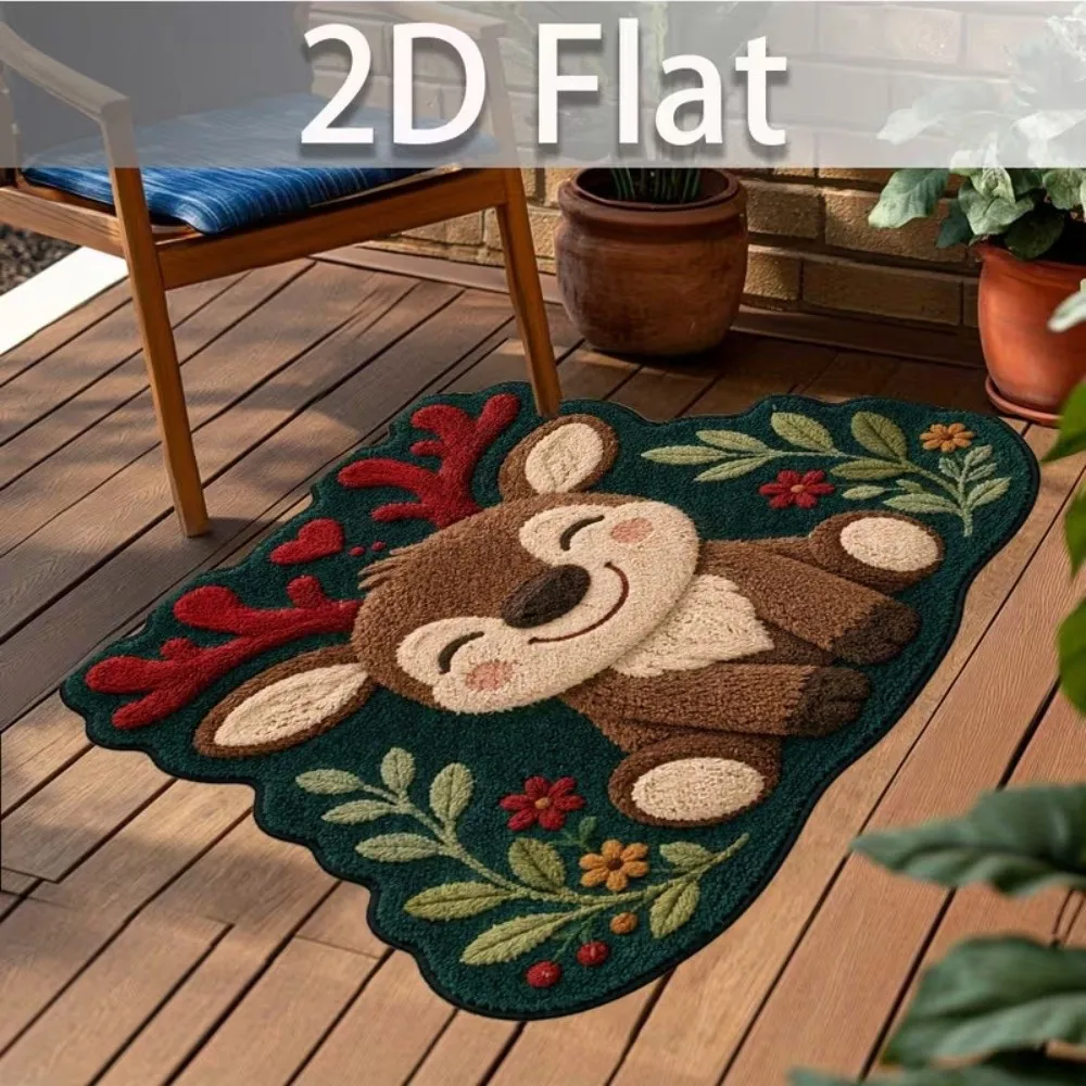 Cartoon Non-Slip Cat Area Rug Anti-fouling Soft Home Decor Carpet 2D-Flat 3D Pattern Christmas Door Mat for Home Decoration