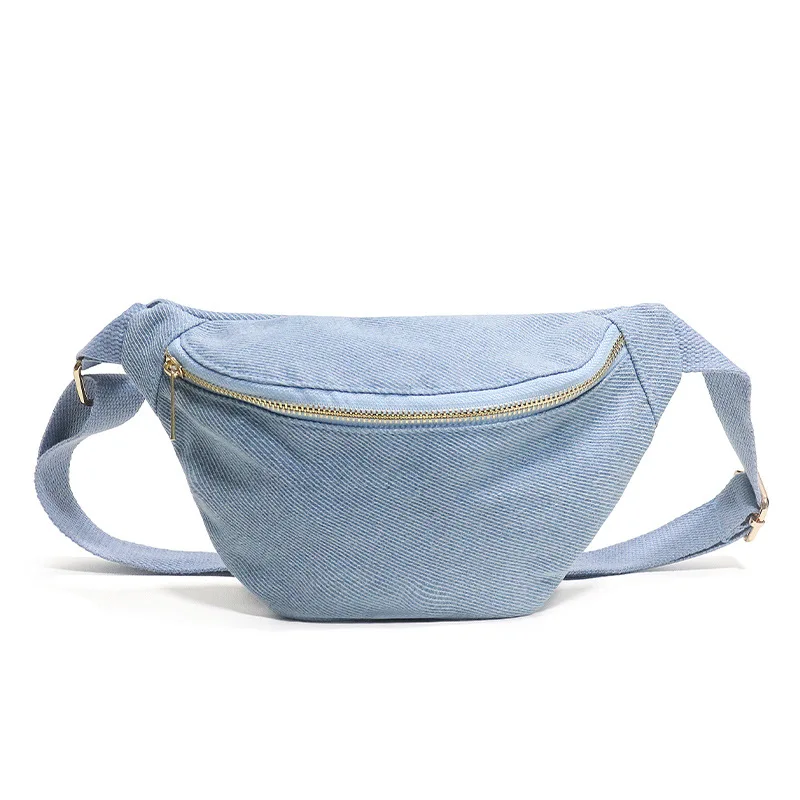 

3pcs Waist Bags Unisex Denim Blue Large Capacity Multifunctional Crossbody Bag