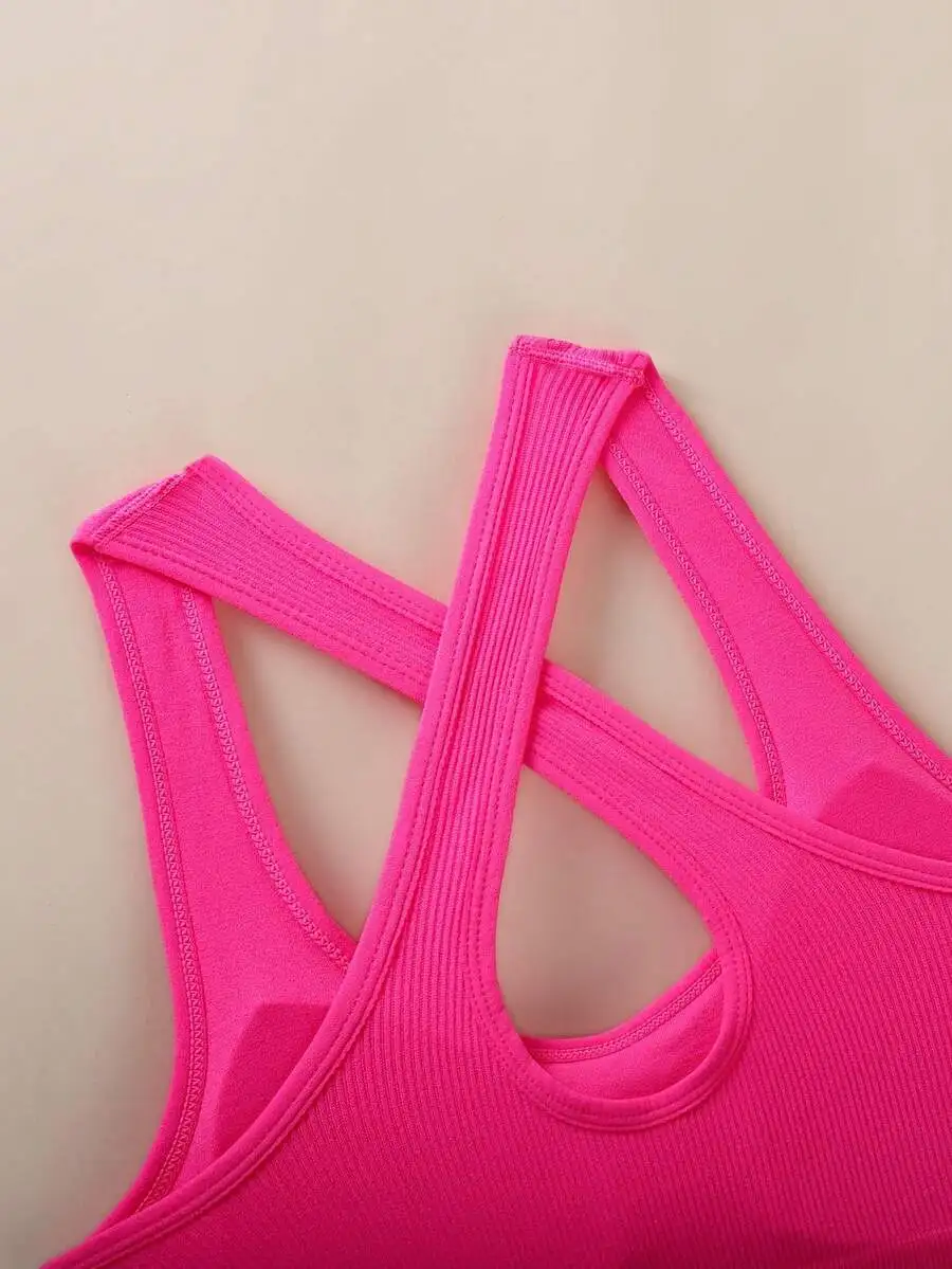 3pcs Criss-Cross Strap Sports Bra For Women, Yoga Gym Running Racerback Crop Top Brassiere Can Be Worn Outerwear