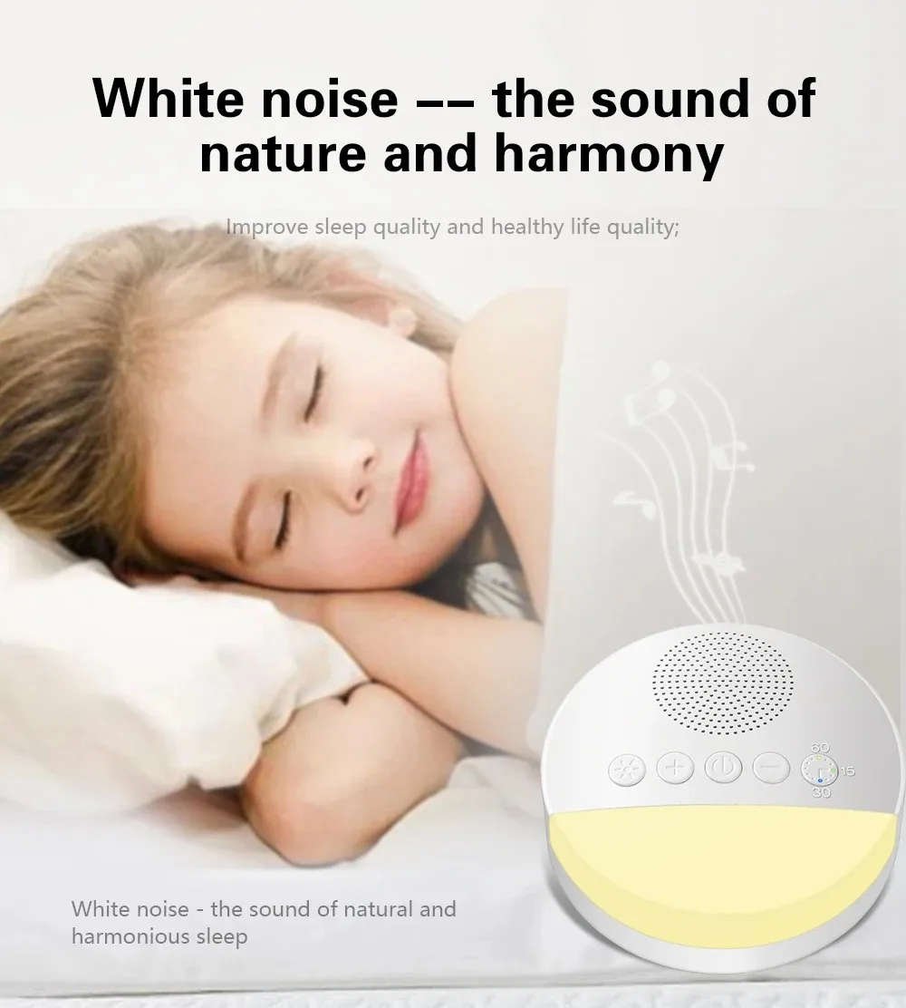 White Noise Machine Kids Sleep Sound Player Night Light Timer Noise Player USB Rechargeable Timed Shutdown Baby Sleep Machine