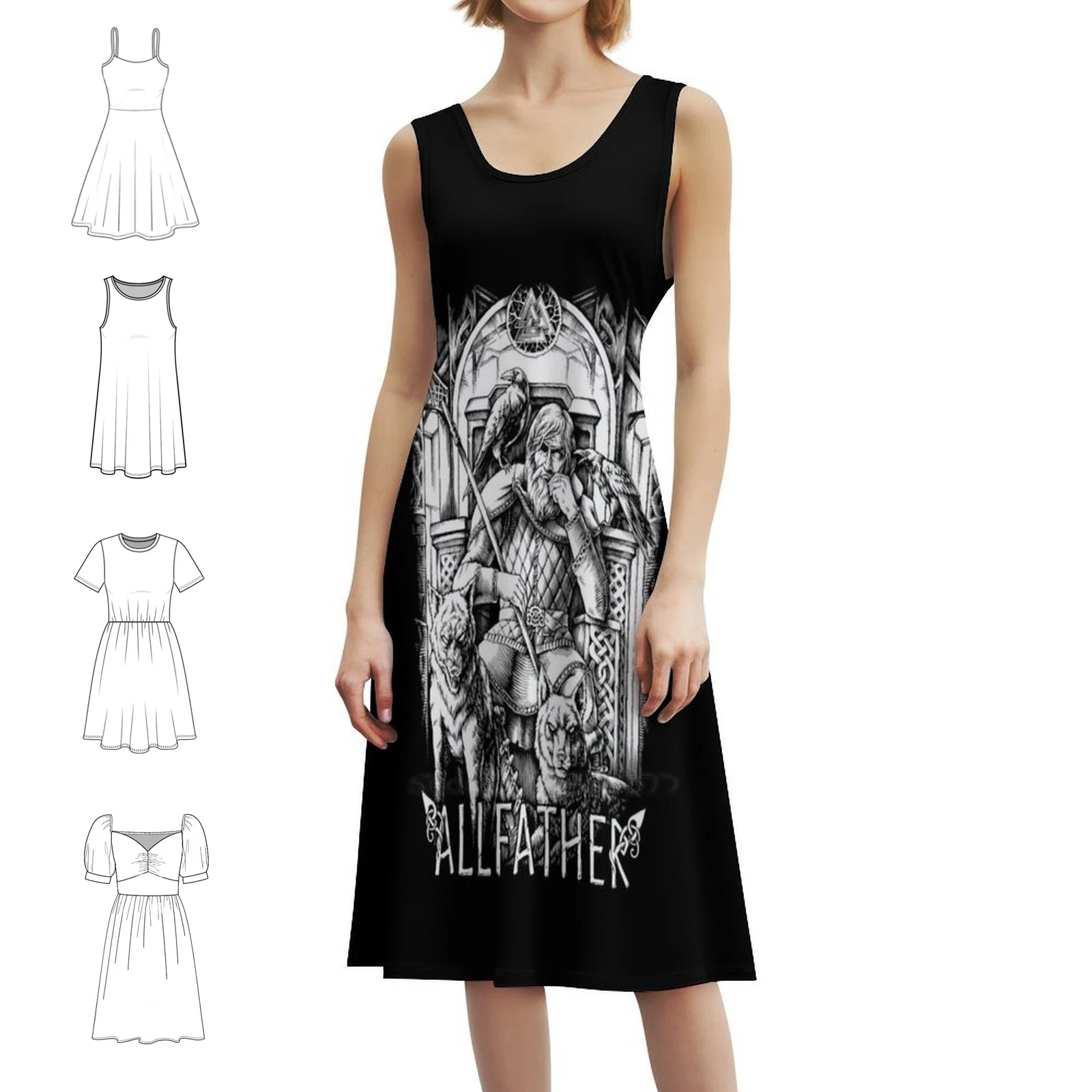 

Valhalla Allfather Odin, скандинавская, скандинавская, языческая, женская уличная одежда, праздничное платье, модная клубная одежда с принтом для женщин Odin
