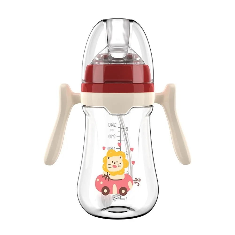 

180ML/240ML Bottle Portable with Handle Water Cup Anti Falling Anti Bloating Silicone Straw Bottle Feeding Supply