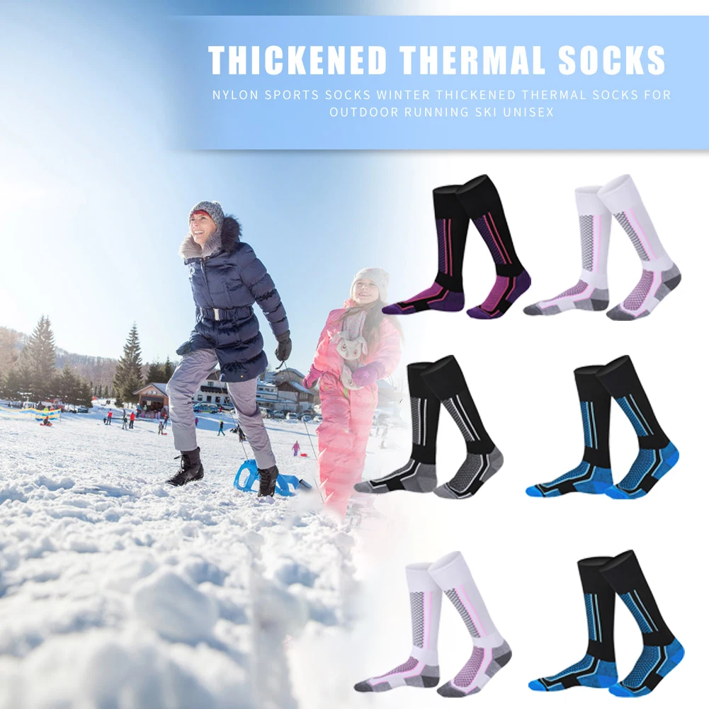 1pair Winter Warm Thickened Ski Socks Unisex Outdoor Sports Hiking Breathable Stockings for Women Men Children Snow Sport Travel